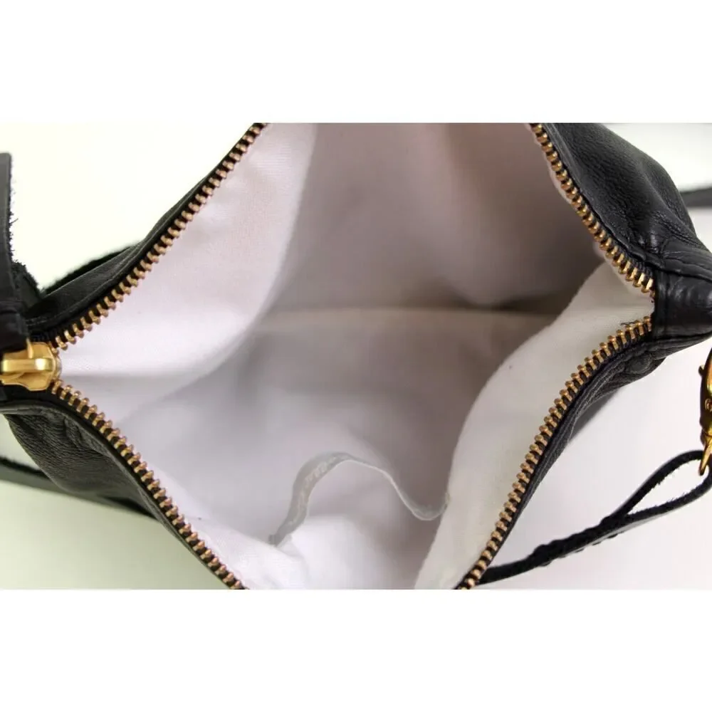 Noonday Collection BLACK GENUINE LEATHER X-BODY SHOULDER BAG CLUTCH PURSE